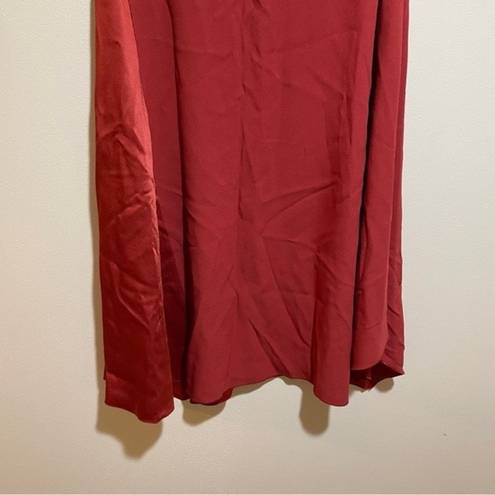 Hugo Boss  Veilla Red Mixed Media Asymmetric Hem Midi Skirt Satin Size 4