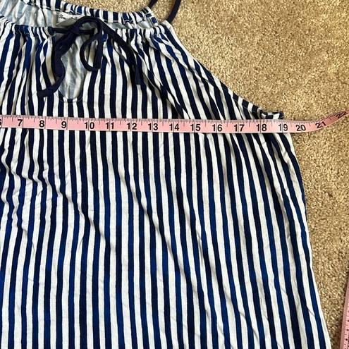 Tommy Bahama  Navy & White Striped Tank With Keyhole Tie Neckline   Size Large