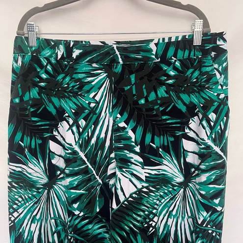 Krass&co D& Beach Pull-On Womens Pants Size LT Palm Branches Tropical Green Tall Beachy