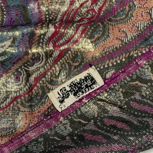 Oscar de la Renta  Scarf made in India. Multi Colored with metallic threading