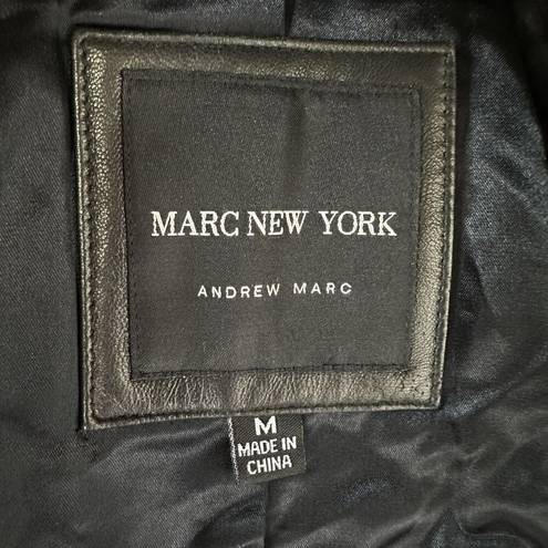 Marc New York  3 button black long genuine leather jacket Coat Lined size M