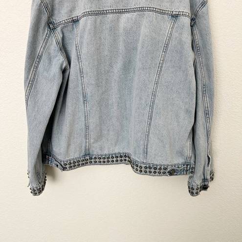 Good American [] Light Wash Studded Distressed Oversized Denim Jacket Sz Large L