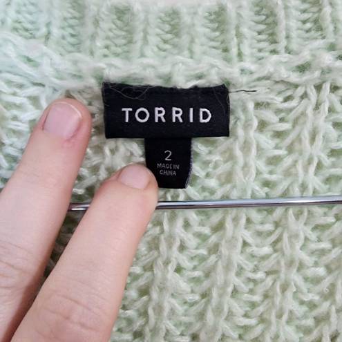 Torrid  Striped Longline Open Knit Women Plus Size 2X Neutral Tunic VNeck Sweater