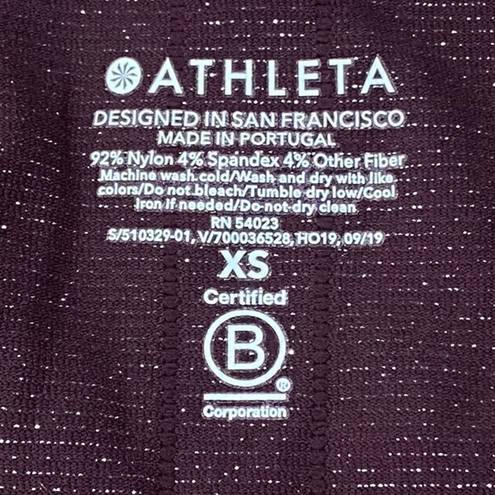 Athleta  Speedlight Glow Top Antique Burgundy Sparkle XS 510329