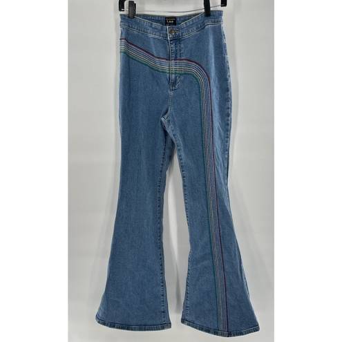 Lee  Rainbow High Rise Super Flare Jean Women's Size 28 Mid Rise 90s Pride Hippie