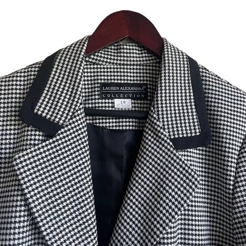 Houndstooth Lauren Alexandra Women Jacket Blazer Collar 3 Button Closure Size 10 