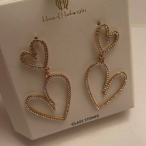 House of Harlow NWT  double heart earrings