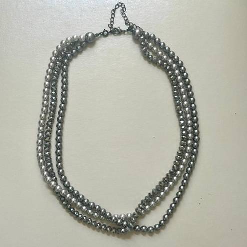 Krass&co The Roman  tri strand grey beaded necklace