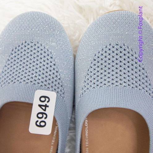 FitFlop NEW  Allegro Airyknit Ballet Flat, pale blue/silver, women size 7.5