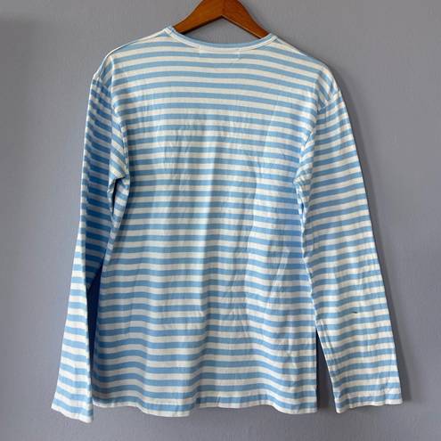 Comme des Garçons Play  Blue & White Striped Long Sleeve Tee Size Large