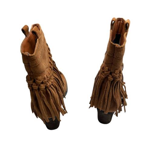 sbicca  Sound Suede Wester Leather Fringe Bootie Size 6