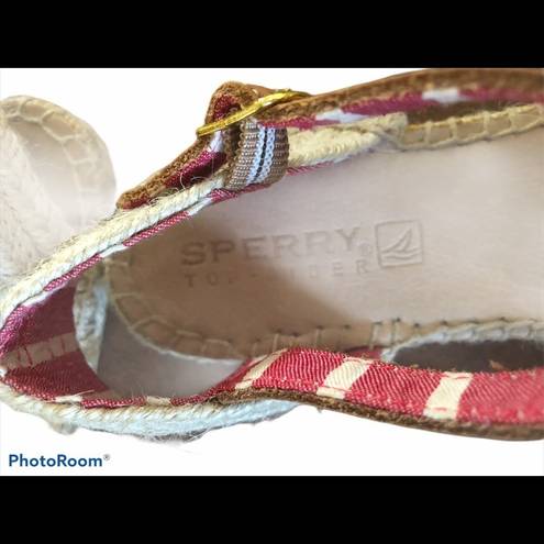 Sperry Topsider Espadrilles Nautical Anchor Sz. 6 Vacation Patriotic Red Navy