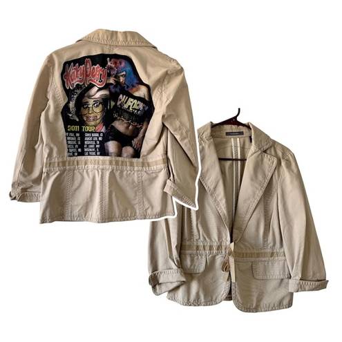 Katy Perry Via Penny Lane Reworked Apparel |  Graphic Khaki Blazer Jacket Size 6