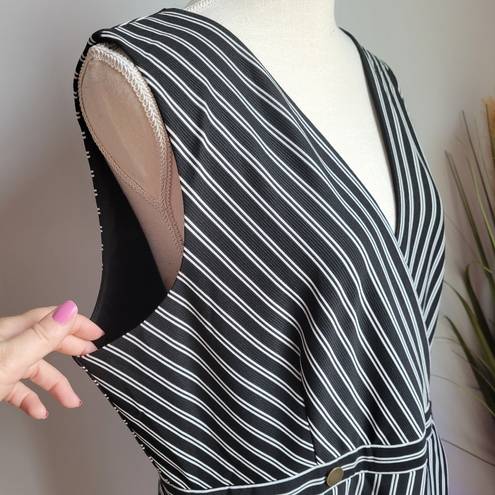 Hutch Anthropologie,  New, Indira Asymmetrical Black White Striped Dress, XL