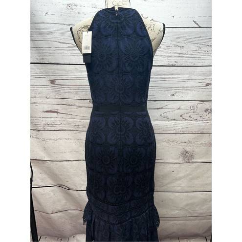Banana Republic  NWT size 4 navy blue and black fit flare dress, lace on outer la