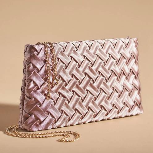 Anthropologie  Woven Satin Clutch Crossbody in Mauve