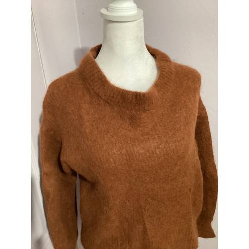 Everlane  Burnt Orange Alpaca And Wool Blend Pullover Fuzzy Sweater