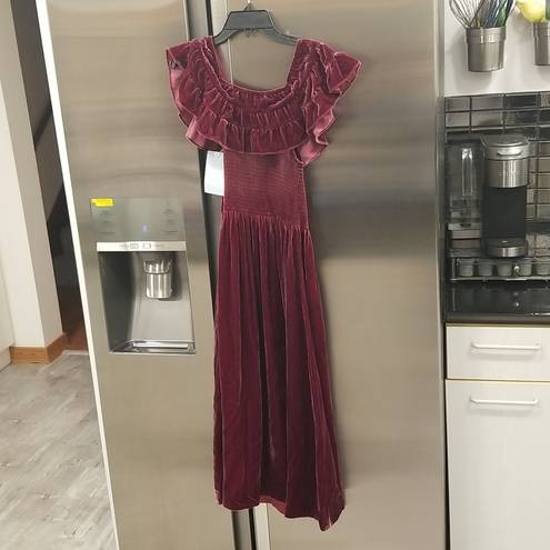 Hill House 💕💕 The Akilah Nap Dress ~ Burgundy Velvet Small S NWT