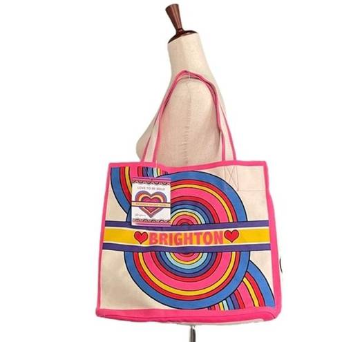 Brighton NWT  Rainbow Bright Tote Bag Mod Colorful Tom Clancy Canvas Wearable Art