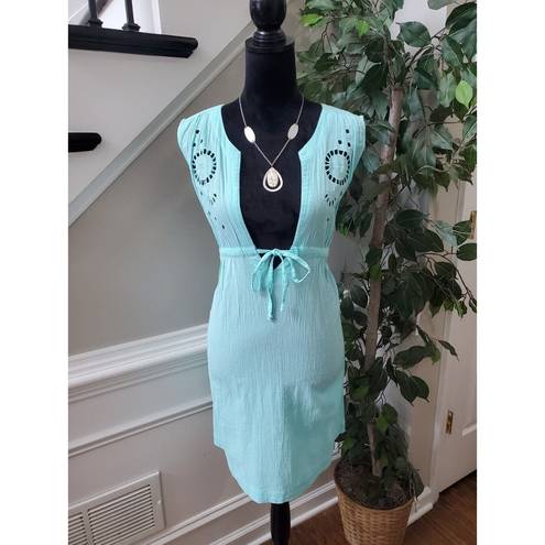 Beach Club Palisades  Womens Blue Drawstring Sleeveless Knee Length Dress Large