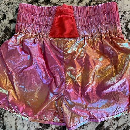 Free People  Movement The Way Home Shorts In Pink Rainbow Metallic Size Medium