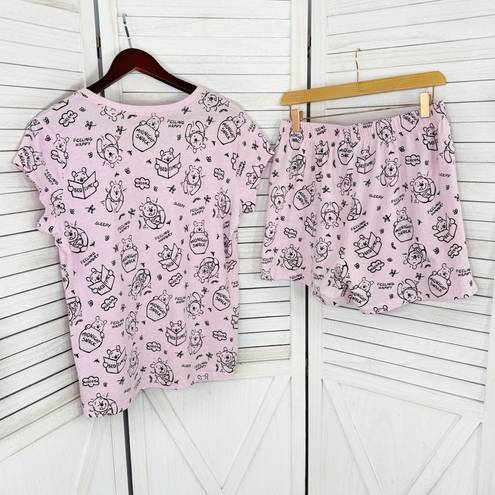 Disney  Winnie The Pooh Pajama Sleep Set Tee Shorts Pink Medium