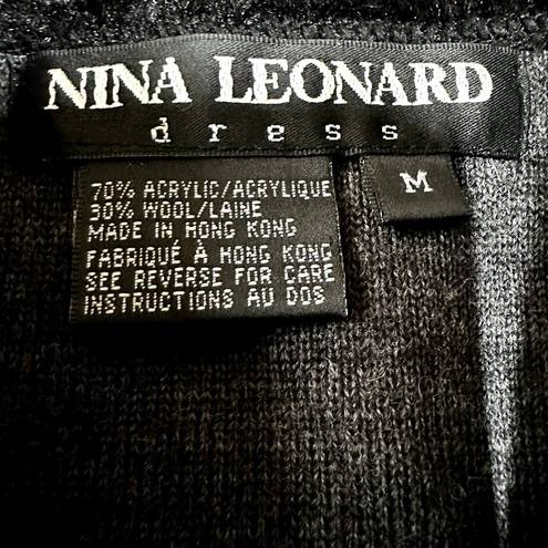 Nina Leonard VTG  Vest Sleeveless Knitted Faux Fur Collar Front Zip Dark Gray M