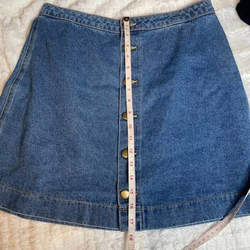 American Apparel  Denim Jean Button Up Mini Skirt Blue Large L