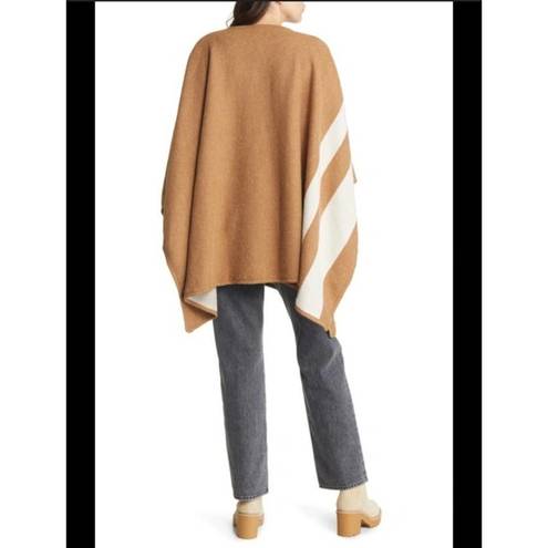 Treasure & Bond NEW  Flawed Blanket Striped 6% Wool Snap Front Poncho Cape