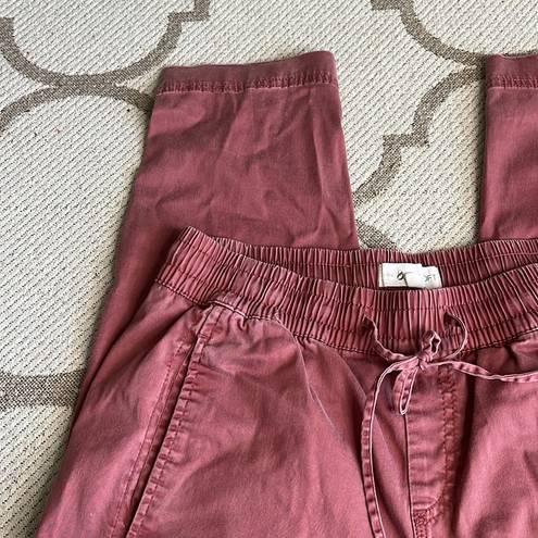 Lou & grey  for Loft Rose khaki chino  elastic waistband ankle pants