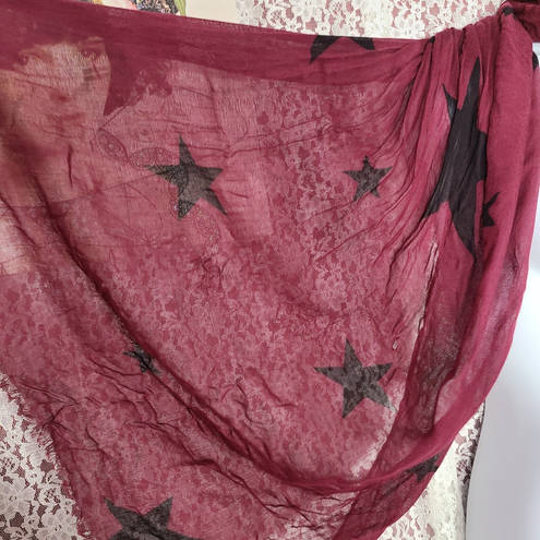 Mark & Spencer NWT  maroon black sheer star scarf