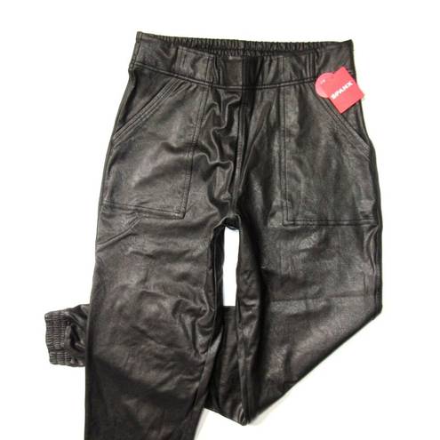 Spanx NWT  Leather Like Jogger in Noir Black Faux Vegan Pull-on Pants 2X