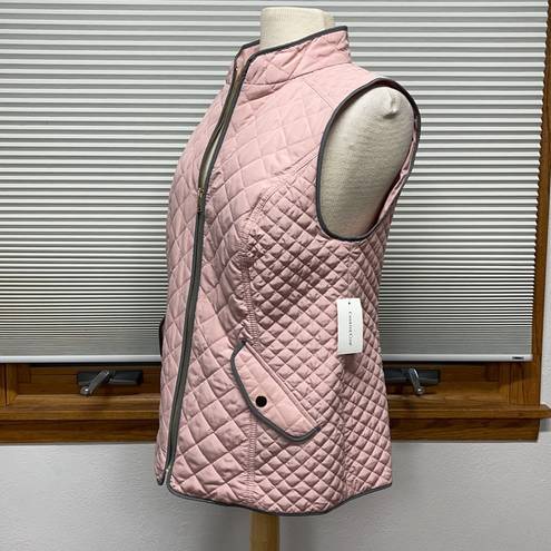 Charter Club M //  NWT Pink Stand Up Collar Zip Up Quilted Vest