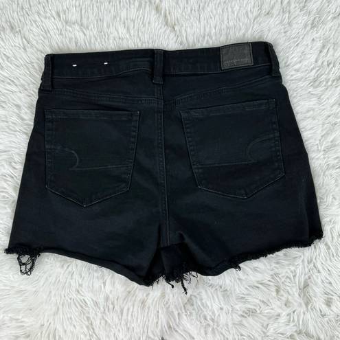 American Eagle  Hi-Rise Shortie Next Level Stretch Black Raw Hem Shorts Size 8