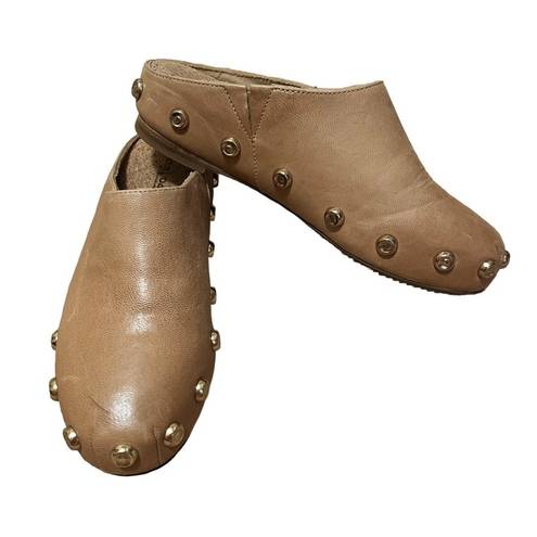 Kelsi Dagger  Brooklyn Studded Leather Slip On Mules Tan Size 5.5