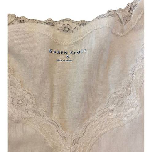 Karen Scott  White Tank Lace Trim Size XL