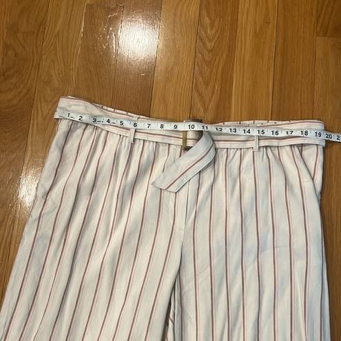 J.Jill  linen stretch Jenna striped belted wide leg crop pants size xlarge .