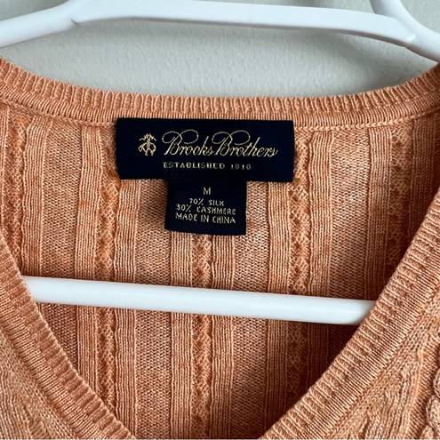 Brooks Brothers  Women’s Orange Silk Cashmere Cable Knit Sweater Medium