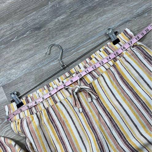 Krass&co Naturals D& linen striped wide leg pants stretchy drawstring waist