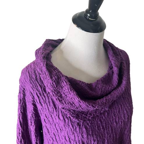 Habitat  Clothes To Live In Crinkle Tunic Purple Cowl Neck Textured Women‎ Size S