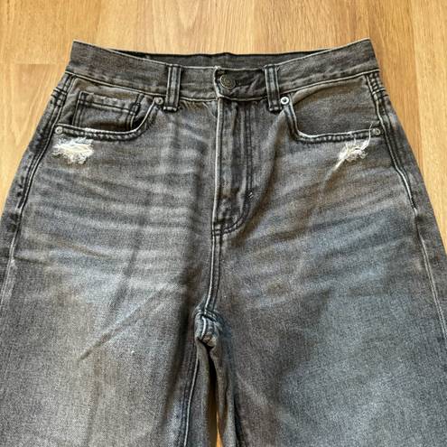 American Eagle Grey Denim Distressed Mom Jeans