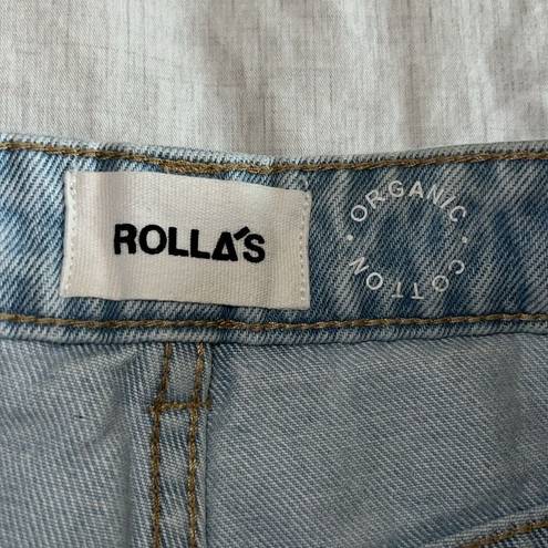 Rolla's  Heidi High Rise Loose Straight Jeans in Holiday Blue Busted Knee Size 24