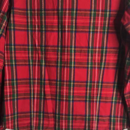 DKNY Vintage  Red Buffalo check Plaid Flannel zip up Shirt size medium