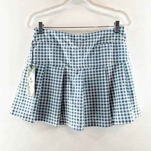 Kyodan  Gingham Plaid Pattern Picnic Battle Pleated Golf Skort Skirt Blue Medium