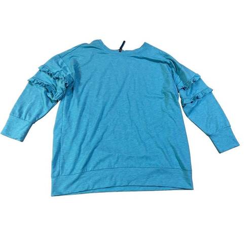 Matilda Jane  Wonderment Our Song Sweatshirt 3/4 Sleeve Women's Sz M Teal Blue