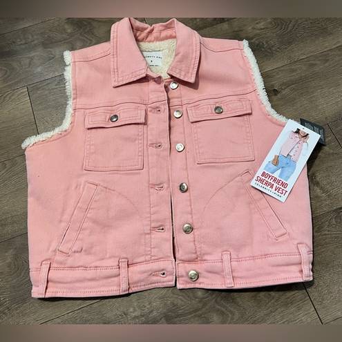 Celebrity Pink  Boyfriend Sherpa Denim Vest Size Small Junior New