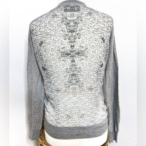 all saints sweater digitally printed grey flora back cardigan