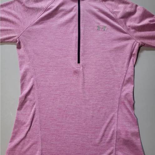 Under Armour Women's  Heatgear Pink 1/4 Zip Sweatshirt Size M Loose Fit