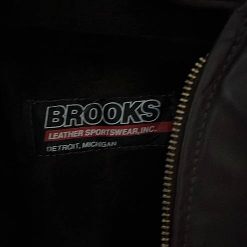 Brooks  LEATHER SPORTSWEAR Detroit chocolate brown leather biker jacket size S