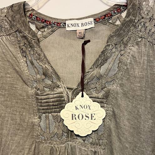 Knox Rose  NWT Stonewash Grey Peasant Top Sz XS